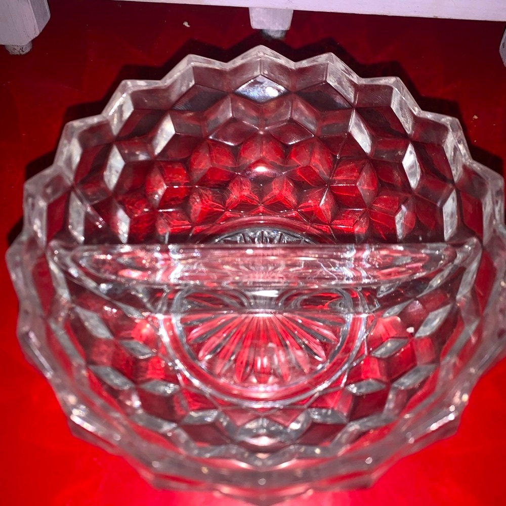 Vintage Fostoria Glass Divided Dish Round